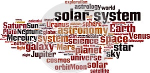 Solar system history word cloud