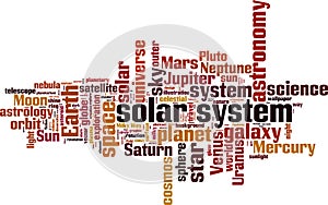 Solar system history word cloud