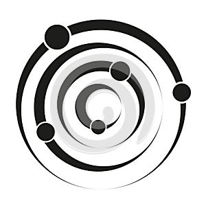 Solar system icon. Planet orbit symbol. Space element Vector. Black circular shape.