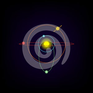 Solar system icon. planetary model