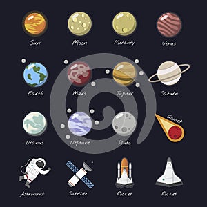 The solar system Illustration astronaut satellite