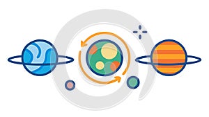 Solar System Planet Orbits Vector, vector design Generative AI
