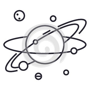 Solar system,planetary,space,planet with satelites,mars vector line icon, sign, illustration on background, editable