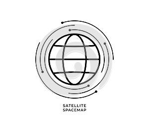 Solar system,planetary,space,planet with satelites,mars vector line icon, sign, illustration on background, editable strokes