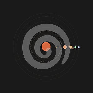 solar system with planets. flat 2d vector