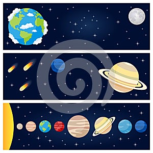 Solar System Planets Horizontal Banners