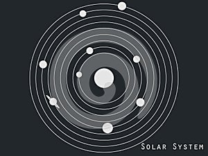 Solar system planets, space objects. Solar system illustration in original style. Vector