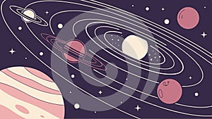Solar system planets and space orbit illustration, vector design Generative AI