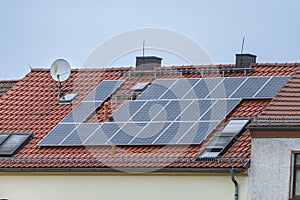 A solar system on a roof