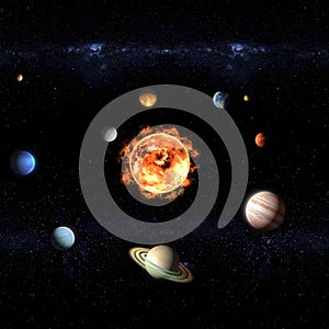 Solar system sun and planets galaxy illustration, elements of th