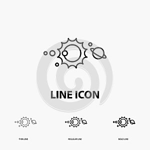 solar, system, universe, solar system, astronomy Icon in Thin, Regular and Bold Line Style. Vector illustration