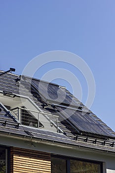solar water collectors on rooftop