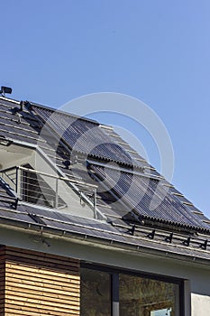 solar water collectors on rooftop