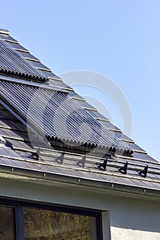 solar water collectors on rooftop