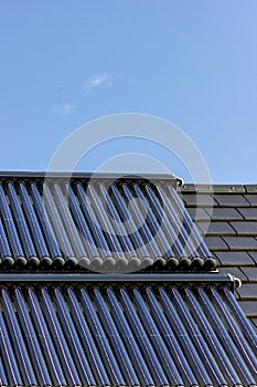 solar water collectors on rooftop