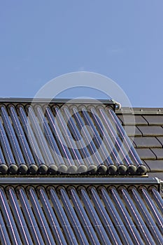 solar water collectors on rooftop