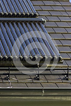 solar water collectors on rooftop