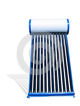 Solar water heat pipe collector isolated over white background