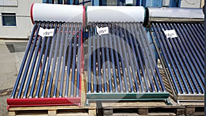 Solar water heat pipe on a store