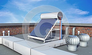 Solar water heater on roof, alternative energy