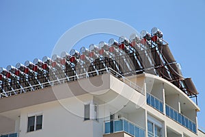 Solar water heaters on the roof