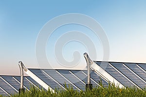 Solar water heating system on grass