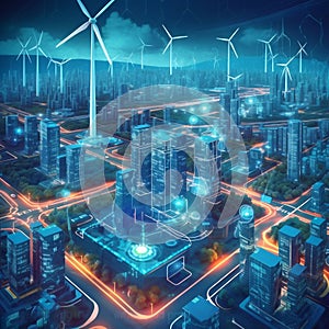 Solar and Wind Energy Generation Plant Connected to Smart Grid in Urban Area. Generative AI