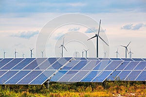 Solar and wind power in coastal mud flat