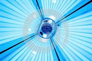 Solarium tanning bed, view from inside