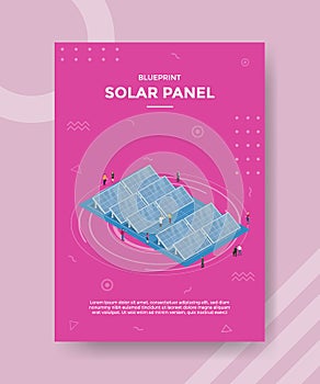 Solarpanel energy blueprint concept for template banner and flyer with isometric style photo