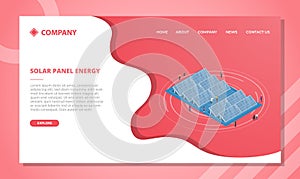 Solarpanel energy blueprint concept for website template or landing homepage with isometric style photo