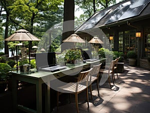 Solarpowered workspace in parklike setting