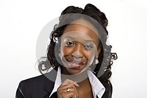 Solated studio shot of a smiling businesswoman