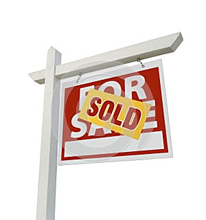Sold Home For Sale Real Estate Sign Isolated