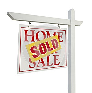 Sold Home For Sale Real Estate Sign on White