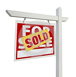 Sold Home For Sale Real Estate Sign on White