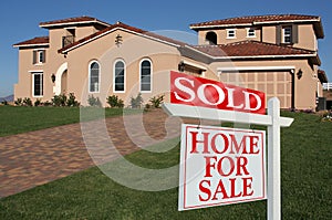 Sold Home For Sale Sign in Front of New House