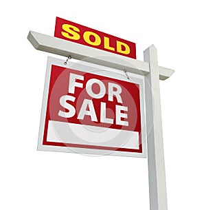Sold Home for Sale Sign on White