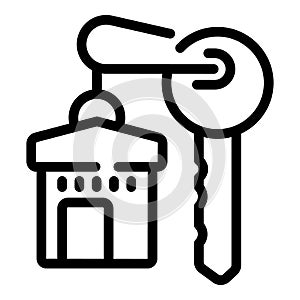 Sold house key icon outline vector. Agency business