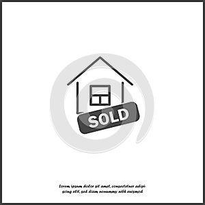 Sold house vector icon. Business illustration on white isolated background