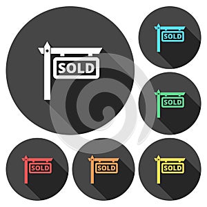 Sold Icons set with long shadow