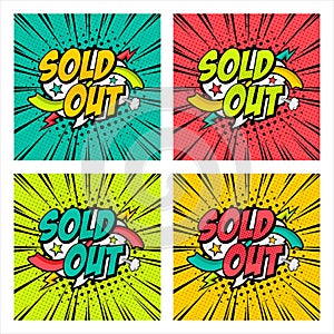 Sold out pop art style vector design collection