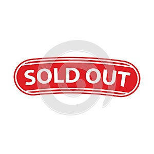 Sold out red badge with stripes vector eps10.  Red Sold out stamp for web shop.