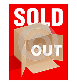 Sold Out sticker - empty carton box and text