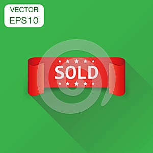 Sold ribbon icon. Business concept discount sale sticker label p