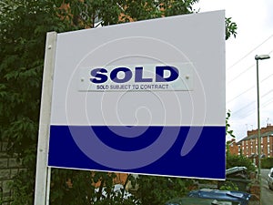 Sold sign. Sold subject to contract sign