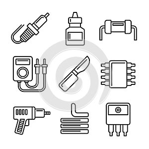 Solder Icons Set on White Background. Line Style Vector photo