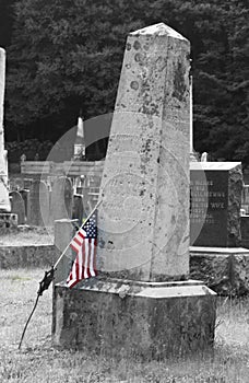 Solder memorial with flag photo