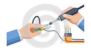 Soldering Electronic Components: Precision Work & Tech Repair, vector design Generative AI