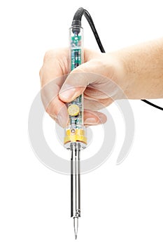 Soldering iron in hand
